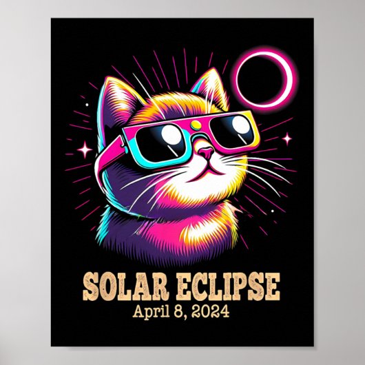 Cat Total Solar Eclipse 8 april Poster (Voorkant)