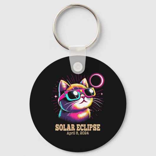 Cat Total Solar Eclipse 8 april Sleutelhanger (Voorkant)