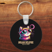 Cat Total Solar Eclipse 8 april Sleutelhanger (Voorkant)