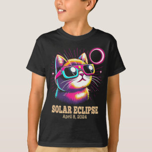 Cat Total Solar Eclipse 8 april T-shirt