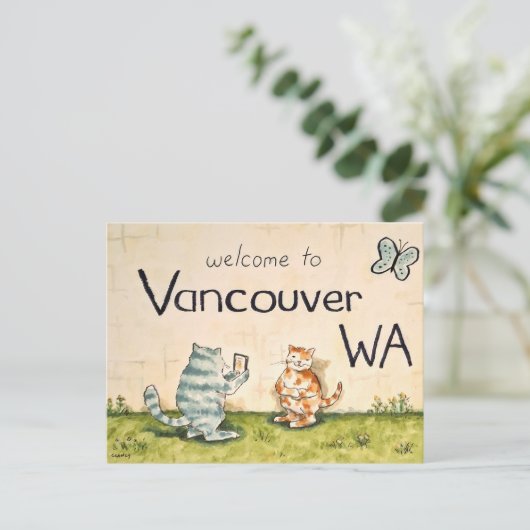 Cat Tourists in Vancouver WA Briefkaart (Staand voorkant)
