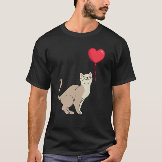 Cat toy Shirt Valentine's Day Heart Balloon For He (Voorkant)