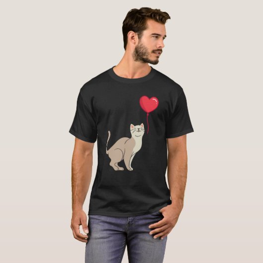 Cat toy Shirt Valentine's Day Heart Balloon For He (Voorkant volledig)