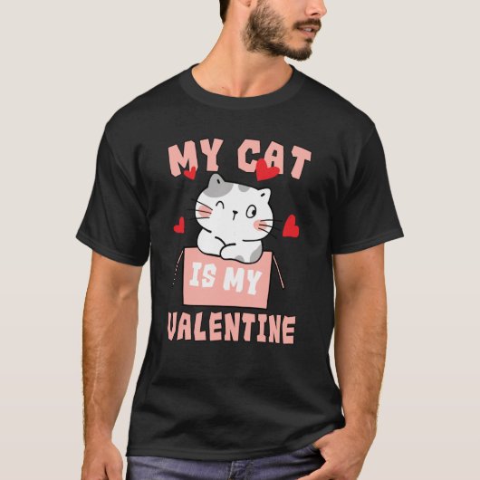 Cat Toy Valentine's Day Heart Balloon Box Her For T-shirt (Voorkant)