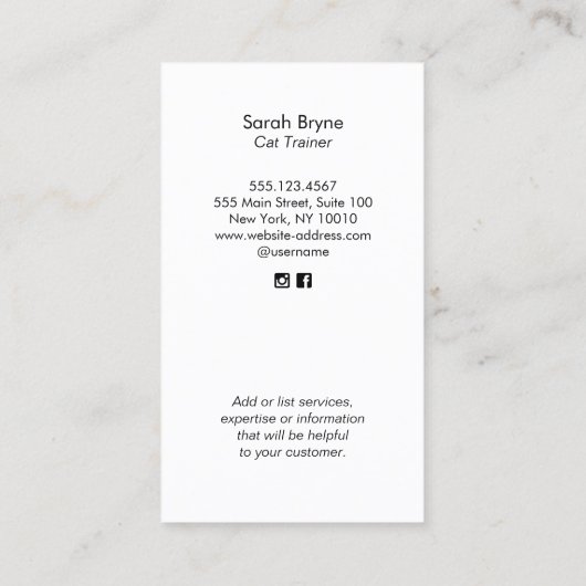 Cat Trainer Behaviorist Visitekaartje (Achterkant)