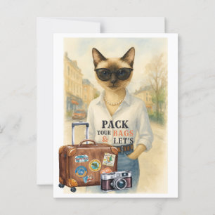 Cat Travel Pak je tas en ga voor Cat Lovers Briefkaart