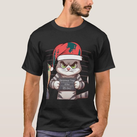 Cat Tree Killer Grappige Kerstman T-shirt (Voorkant)