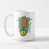 Cat Trick Funny Tabby Cat Riding Unicycle Koffiemok (Links)