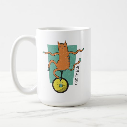 Cat Trick Funny Tabby Cat Riding Unicycle Koffiemok (Links)