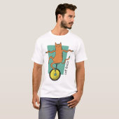 Cat Trick Funny Tabby Cat Riding Unicycle T-shirt (Voorkant volledig)