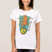 Cat Trick Funny Tabby Cat Riding Unicycle T-shirt (Voorkant)