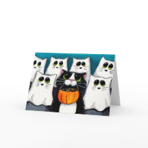 Cat Trick or treat Halloween Kaart
