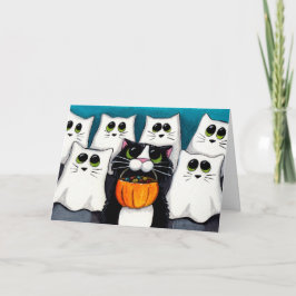 Cat Trick or treat Halloween Kaart