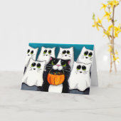 Cat Trick or treat Halloween Kaart (Gele Bloem)