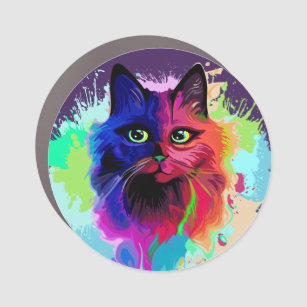Cat Trippy Psychedelic Pop Art Automagneet