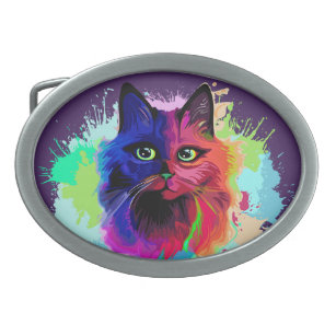 Cat Trippy Psychedelic Pop Art Gesp