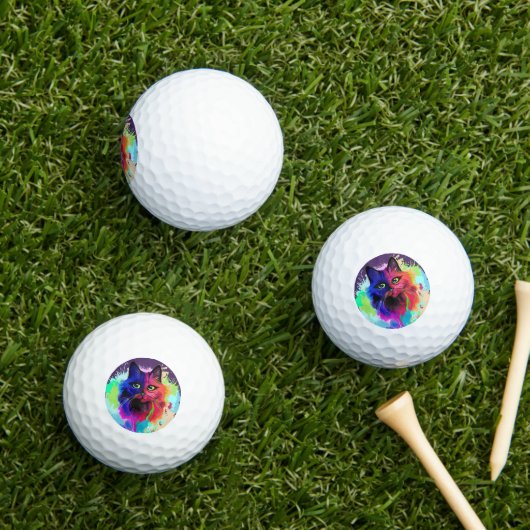 Cat Trippy Psychedelic Pop Art Golfballen (Insitu Gras)