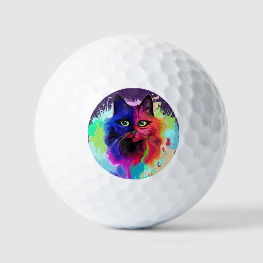 Cat Trippy Psychedelic Pop Art Golfballen (Voorkant)