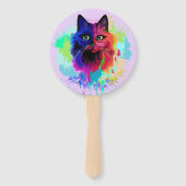 Cat Trippy Psychedelic Pop Art Handwaaier (Achterkant)