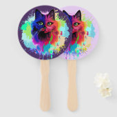 Cat Trippy Psychedelic Pop Art Handwaaier (Voorkant en achterkant)