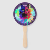 Cat Trippy Psychedelic Pop Art Handwaaier (Voorkant)