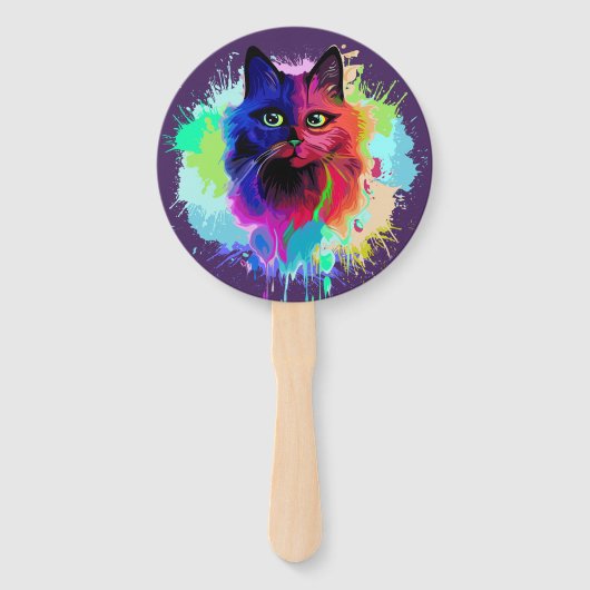 Cat Trippy Psychedelic Pop Art Handwaaier (Voorkant)