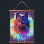 Cat Trippy Psychedelic Pop Art Hangend Wandkleed<br><div class="desc">Psychedelic Trippy Pop Art Cat Portrait op Colorful Paint Spletters. Originele Vector IllustrationCopyright BluedarkArt TheChameleonArt.</div>