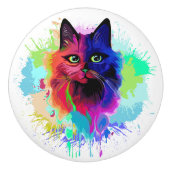 Cat Trippy Psychedelic Pop Art Keramische Knop (Voorkant)