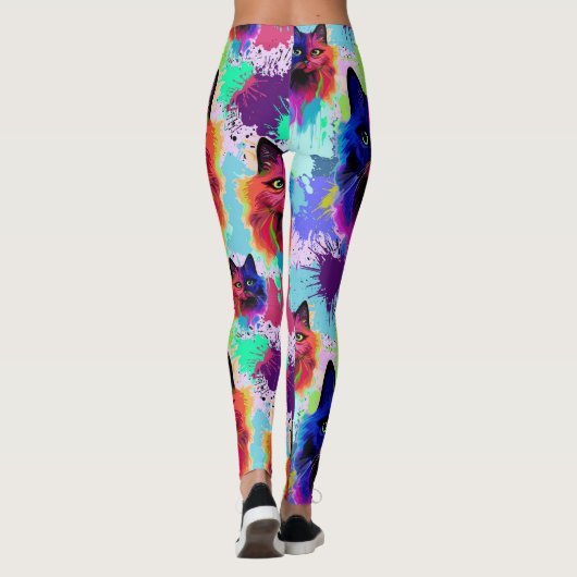 Cat Trippy Psychedelic Pop Art Leggings (Achterkant)
