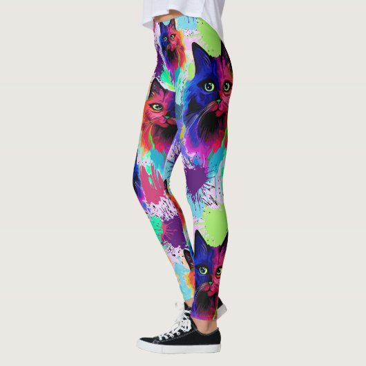 Cat Trippy Psychedelic Pop Art Leggings (Links)