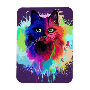 Cat Trippy Psychedelic Pop Art Magneet