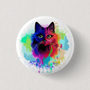 Cat Trippy Psychedelic Pop Art Ronde Button 3,2 Cm