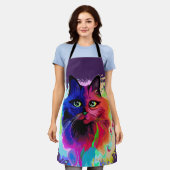 Cat Trippy Psychedelic Pop Art Schort (Gedragen)