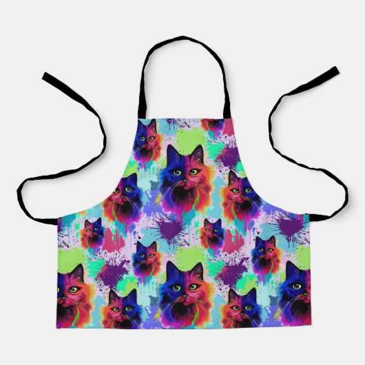 Cat Trippy Psychedelic Pop Art Schort (Voorkant)