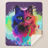 Cat Trippy Psychedelic Pop Art Sherpa Deken (Voorkant)