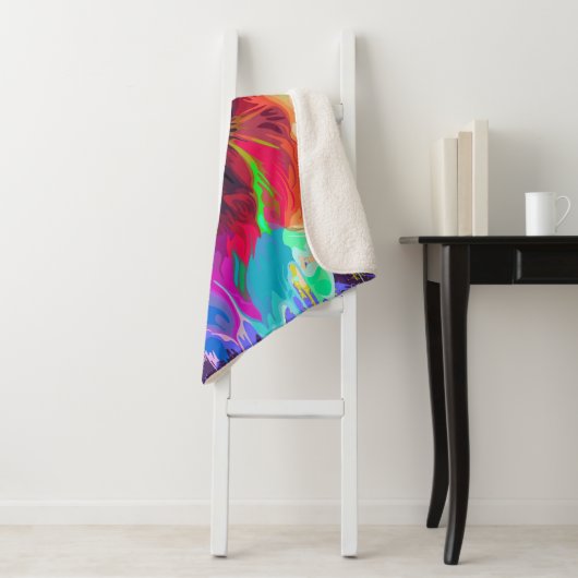 Cat Trippy Psychedelic Pop Art Sherpa Deken (In situ)