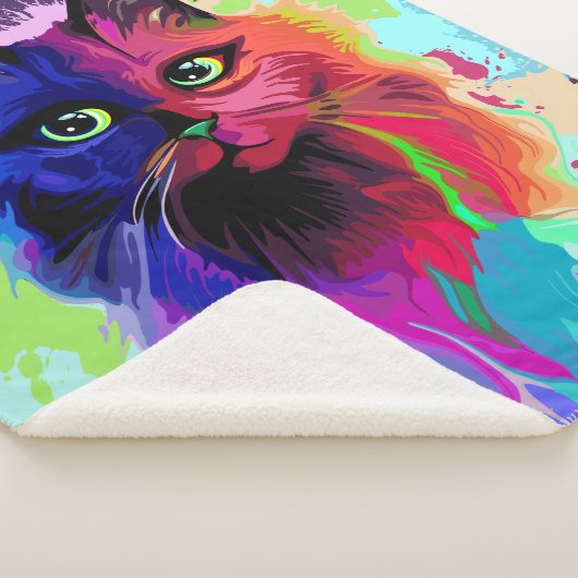 Cat Trippy Psychedelic Pop Art Sherpa Deken (3/4)