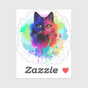 Cat Trippy Psychedelic Pop Art Sticker