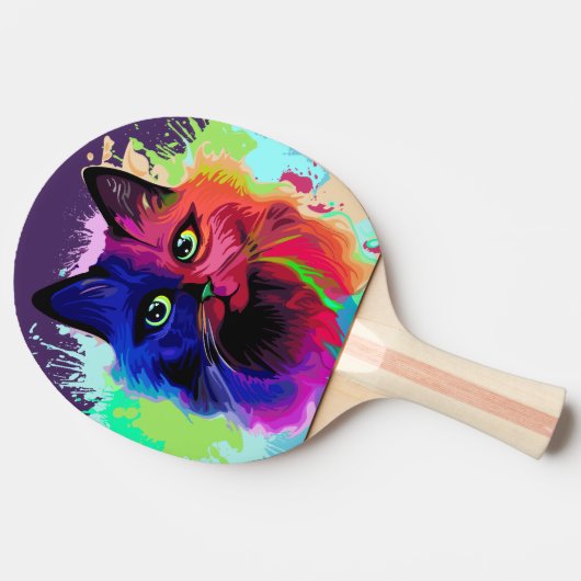 Cat Trippy Psychedelic Pop Art Tafeltennisbatje (Zijkant)