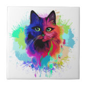 Cat Trippy Psychedelic Pop Art Tegeltje (Voorkant)