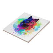 Cat Trippy Psychedelic Pop Art Tegeltje (Zijkant)