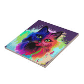 Cat Trippy Psychedelic Pop Art Tegeltje (Zijkant)