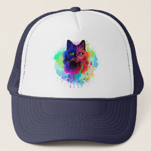 Cat Trippy Psychedelic Pop Art Trucker Pet