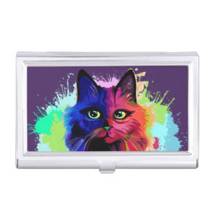 Cat Trippy Psychedelic Pop Art Visitekaarthouder