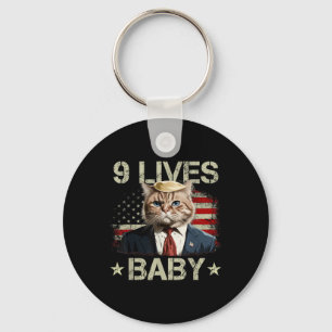 Cat Trump 9 leeft Baby Funny Trump Cat 9 leeft Sleutelhanger