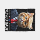 Cat Trump 9 Lives Ba1Funny Trump Meme Fleece Deken (Voorkant (Horizontaal))