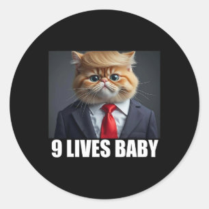 Cat Trump 9 Lives Ba2 Grappig Trump Meme Ronde Sticker