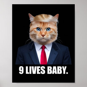 Cat Trump 9 Lives Baby Trump 2024 Winnaar Overwinn Poster