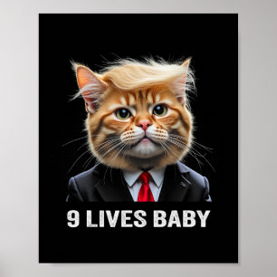 Cat Trump 9 Lives Baby Trump 2024 Winnaar Overwinn Poster