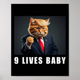 Cat Trump 9 Lives Baby Trump 2024 Winnaar Overwinn Poster
